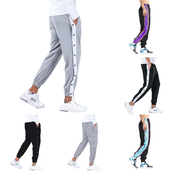 MEZZALL Men Side Snap Button Jogger Pants, Elastic Slim Fit Sweatpants, Hop Streetwear Drawstring Casual Trousers with Pockets