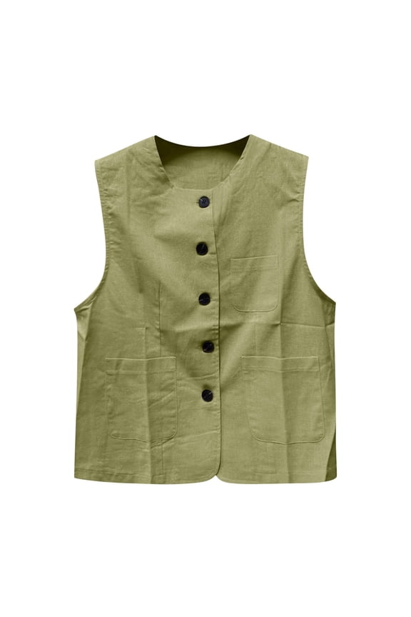 Men Solid Color Button Casual Vest Jacket Sleeveless Outerwear For Daily Wear And Layering Solid Color Button Hiking Jacket Tops Fashion Summer Outerwear
