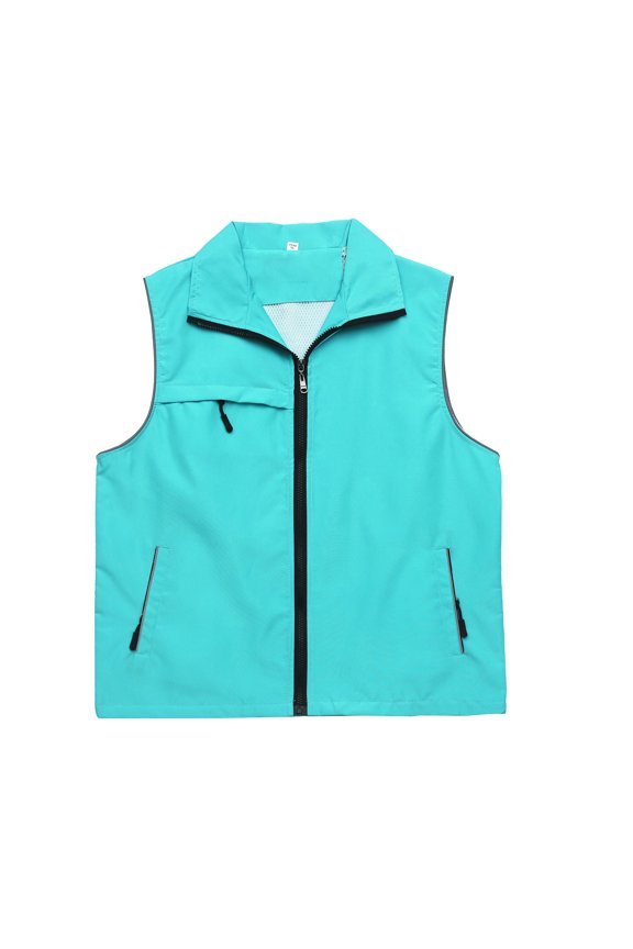 Men Versatile Solid Color Sleeveless Vest Jacket For Outdoor Travel Work Daily Wear With Pockets Zipper Stand Up Collar Solid Color Sleeveless Hiking Jacket Tops Fishing Golf Photo Outerwear