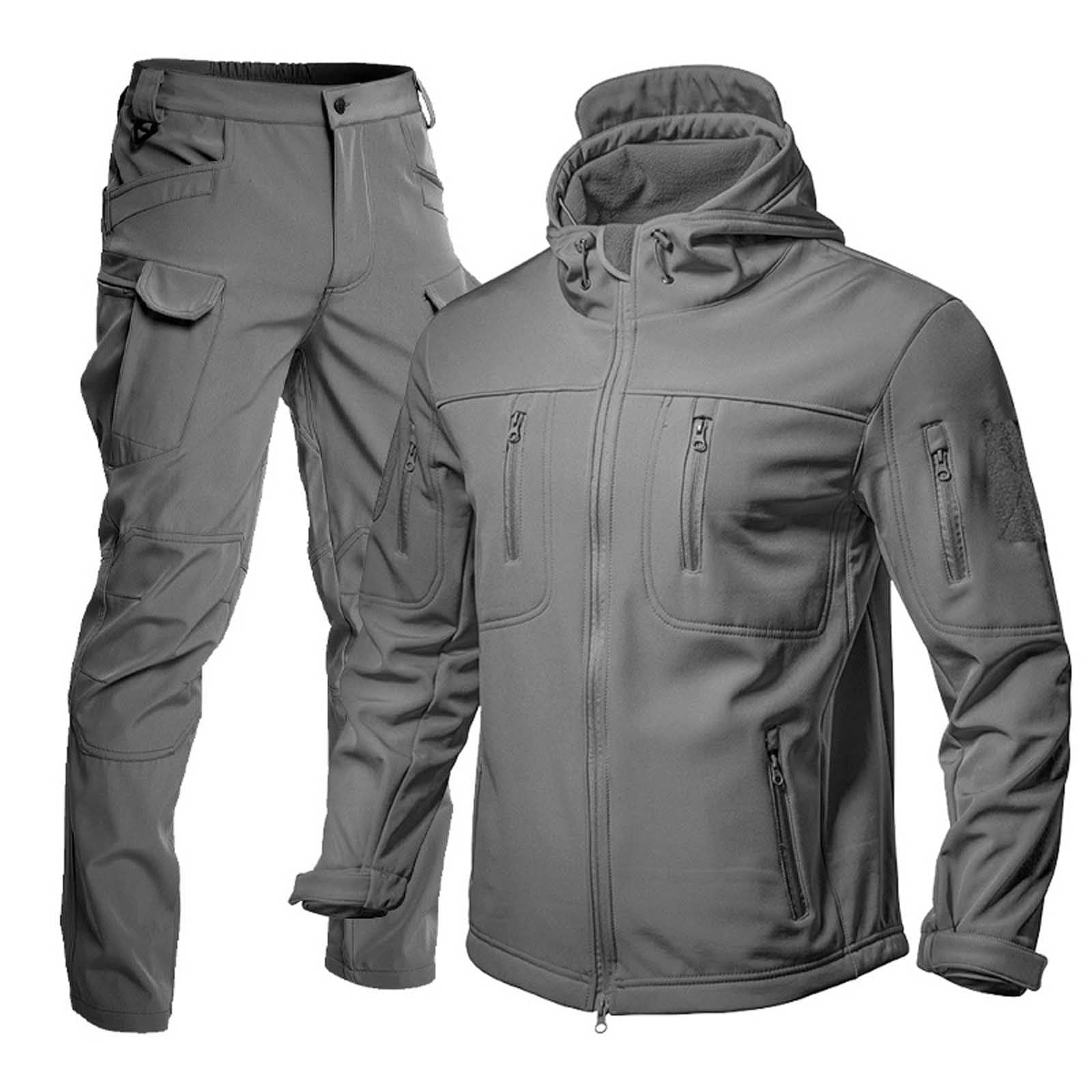 MEZZALL Men's Winter Outfit Sets Outdoor Windproof Plush Jacket