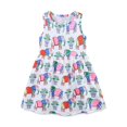 thumbnail image 1 of MEZZALL New Girls Princess Floral Dress Sundress Summer Short Sleeve Cute Smocked Casual Outfits, White, 6-7 Years, 1 of 8