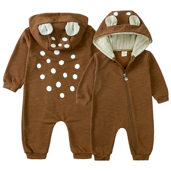 MEZZALL Baby Girl Boy Deer Jumpsuit Knitted Overall Hooded Romper Fall Cute Warm Clothes Soft, 6-9 Months