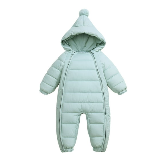 MEZZALL Boys Girls Long Sleeve Solid Color Winter Coat Jacket Thicken Windproof Warm Jumpsuit Outwear Cute Dailywear, Green, 6-12 Months