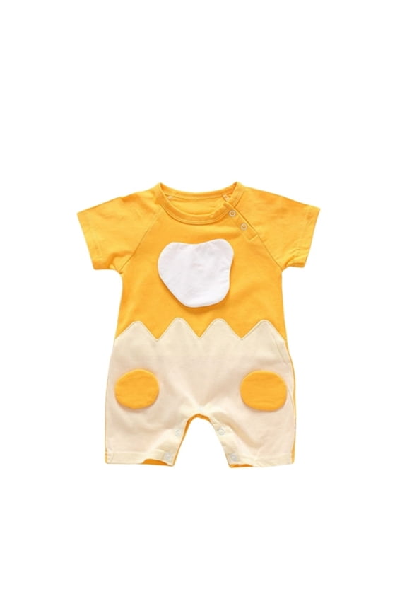 Newborn Cartoon Egg Triangle Crawling Suit For Boys Girls Baby Clothes, Yellow, 90