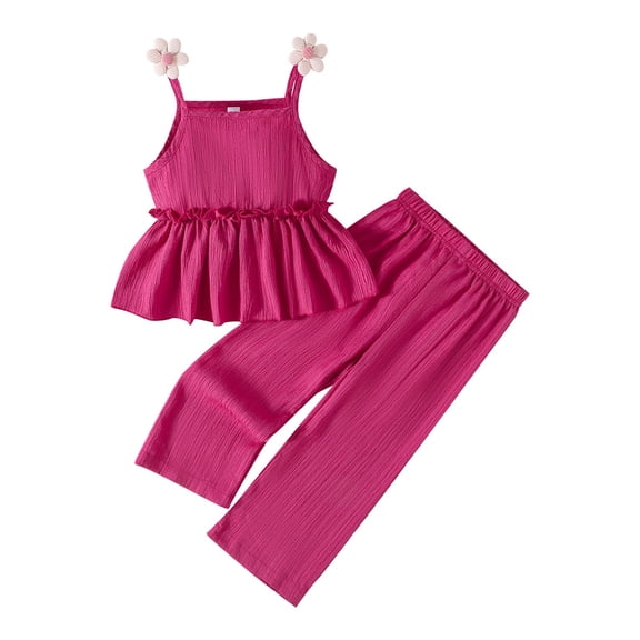 MEZZALL Baby Girls Spring Summer Solid Color Sleeveless Vest Long Pants Outfits Clothes 4-5 Years Soft Baby Wear