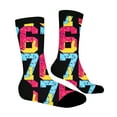thumbnail image 1 of MEZZALL Number 6 7 Printed Colorful Cartoon Print Crew Socks Children Soft Blend Novelty Ankle Socks Boys Girls With Grips Fashionable Socks, 1 of 6