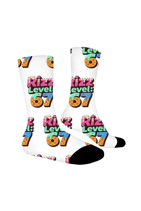Number 6 7 Printed Funny Cartoon Print Crew Socks For Big Kids Boys Girls Novelty Casual Long Socks Youth Teen Ankle Socks With Cool Sayings Adorable Socks