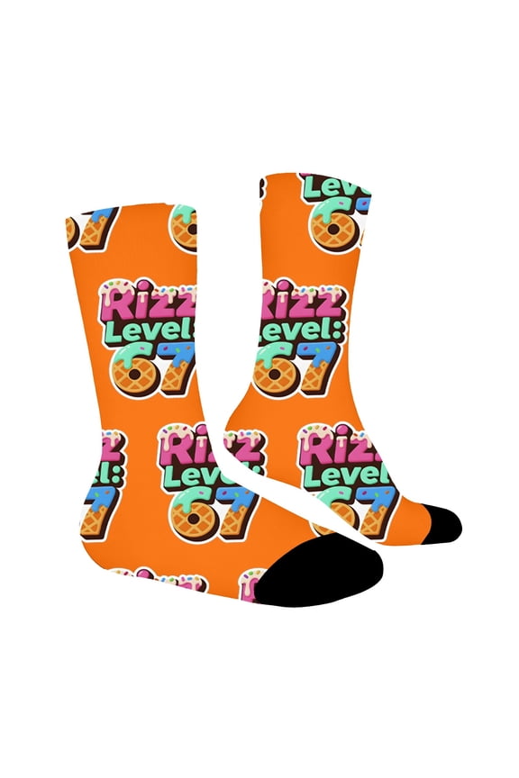 Number 6 7 Printed Funny Cartoon Print Crew Socks For Big Kids Boys Girls Novelty Casual Long Socks Youth Teen Ankle Socks With Cool Sayings Boho Socks
