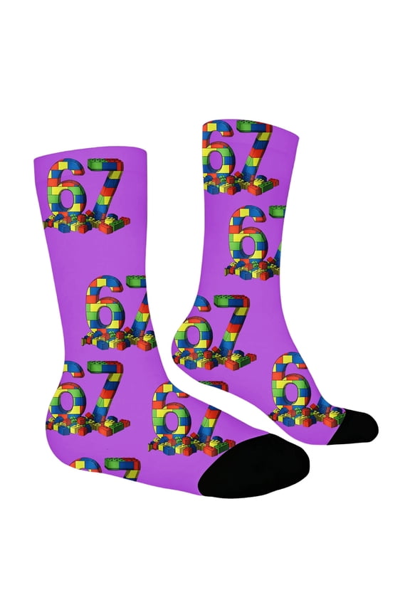 Number 6 7 Printed Socks Children Comfortable Daily Wear With Design Soft Breathable Fabric For Kids Boys Girls Lovely Socks