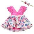 thumbnail image 1 of MEZZALL Oddler Girl Sleeveless Floral Print Crawl Suit Dress Sundress Contains Headband 3 To 27 Months, Hot Pink, 15-21 Months, 1 of 3