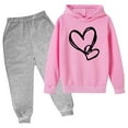 thumbnail image 1 of MEZZALL Outfits Tracksuits Sweatsuit Sweatshirt Tops Hoodie Trousers Pant Sets Teen Girls Sweatsuits 2PCS Outfits Oversized Hoodie And Sweatpants Sets Preppy Clothes Toddler Dailywear Relaxed Fit, 1 of 2