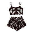 thumbnail image 1 of MEZZALL Pajama Sets Women Sleeveless Crop Tank Tops with Elastic Waist Shorts Halloween Skeleton Print Comfortable Home Wear Nightwear, 1 of 5