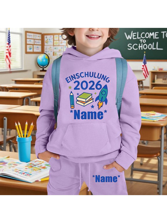 Preschool Memory Print Long Sleeve Sweatshirt Tops Hoodie Trousers Pant Sets For Boys Unique School Tops And Cozy Bottoms Comfortable Blend Outfit Cozy Clothes Sets