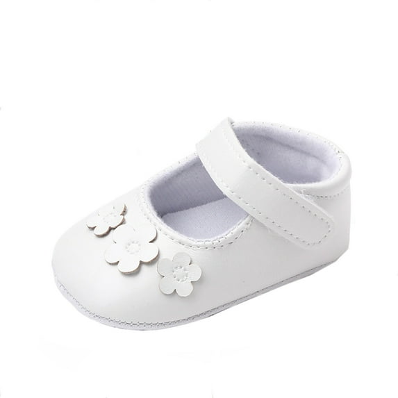 MEZZALL Shoes Rubber Wedding Crib Princess Walking Shoes Party Sole Girls Dress For First Baby Boots Cute Footwear, White, 6-12 Months