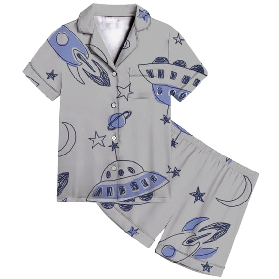 MEZZALL Soft Cozy Kids Shirts Pants Cartoon Print Girls Boys Night Comfortable Two Piece Sleep Outfit Sets Children Bedtime Short Sleeve 2-13 Years Leisure Clothes Sets