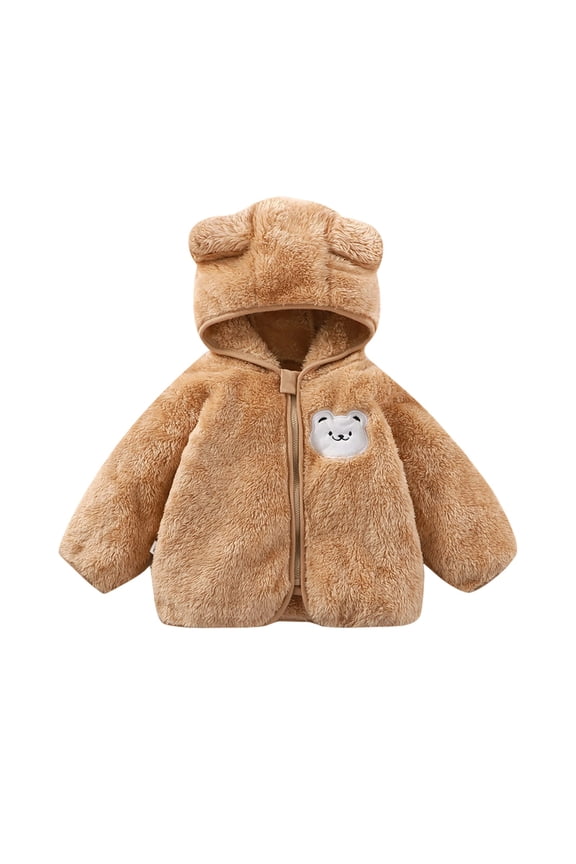 Soft Girls Jackets Long Sleeve Cozy Kids Outerwear Cute Cartoon Hooded Zipper Front Jackets Long Sleeve For Toddler Baby Winter Fall Casual Wear For Old Soft Clothing