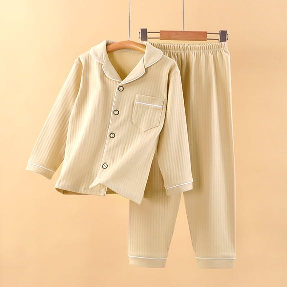 MEZZALL Soft Girls Winter Sleepwear Lapel Long Sleeve Tops Shirts And Pants Pajamas Sets Cozy Loungewear For Kids Home Night With Open Front Cardigan Stylish Nightwear