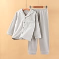 thumbnail image 1 of MEZZALL Soft Girls Winter Sleepwear Lapel Long Sleeve Tops Shirts And Pants Pajamas Sets Cozy Loungewear For Kids Home Night With Open Front Cardigan Trendy Nightwear, 1 of 5