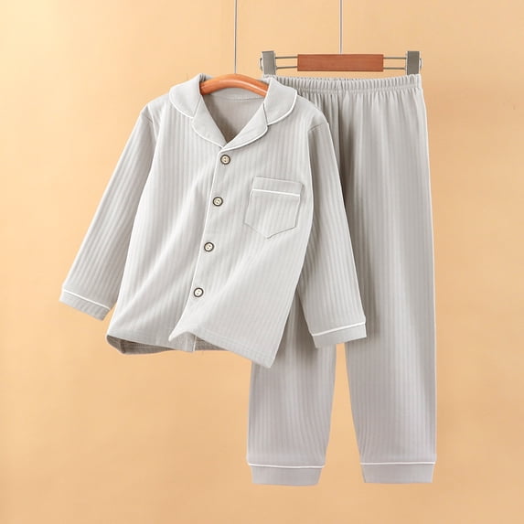 MEZZALL Soft Girls Winter Sleepwear Lapel Long Sleeve Tops Shirts And Pants Pajamas Sets Cozy Loungewear For Kids Home Night With Open Front Cardigan Trendy Nightwear