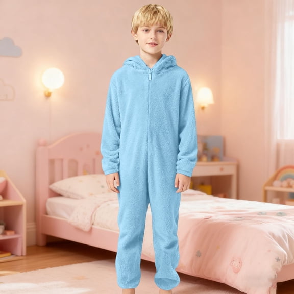 MEZZALL Soft Home Wear Jumpsuit Toddler Boys Girls Cozy Sleeper Onesie Hood Lounging At Home Adorable Long Sleeve O-Neck Spring Child One-Pieces