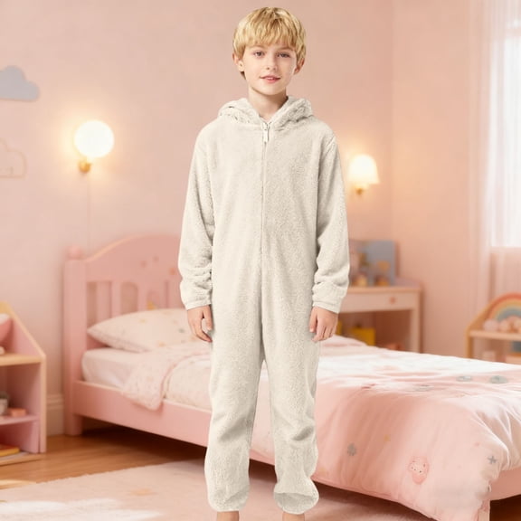 MEZZALL Soft Home Wear Jumpsuit Toddler Boys Girls Cozy Sleeper Onesie Hood Lounging At Home Stylish Long Sleeve O-Neck Spring Child One-Pieces