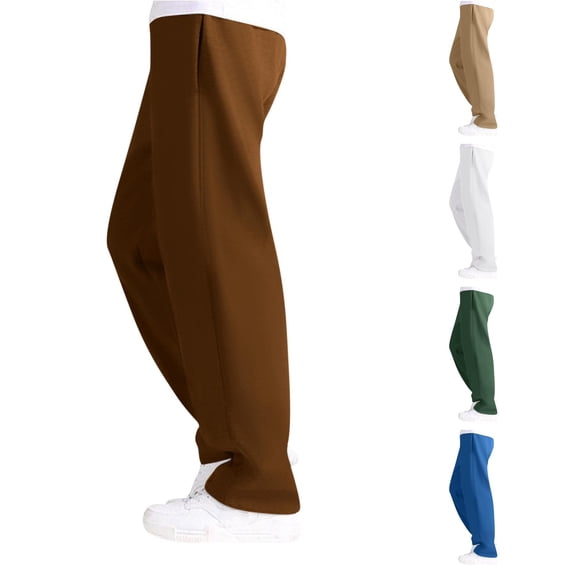 MEZZALL Solid Color Men Casual Wide Leg Pants, Loose Non-Cuffed Straight Leg Sweatpants, Street Style Lightweight Athletic Trousers