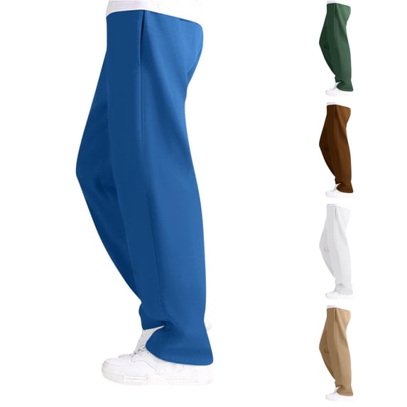 MEZZALL Solid Color Men Casual Wide Leg Pants, Loose Non-Cuffed Straight Leg Sweatpants, Street Style Lightweight Athletic Trousers