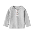 thumbnail image 1 of MEZZALL Spring O-Neck Boys Long Sleeve T-Shirt Tshirts Comfortable Cotton Blend Children T-Shirt Tshirts Buckle Girls Boys Casual Stylish Dailywear, Grey, 12-18 Months, 1 of 1