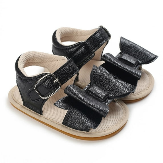 MEZZALL Spring Summer Children Baby Toddler Shoes Boys Girls Sandals Solid Color Bow Buckle Open Toe Cute And Comfortable Stylish Adorable Casual Kids Princess Footwear