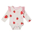 thumbnail image 1 of MEZZALL Strawberry Print Long Sleeve Bodysuit Baby Girl Romper Soft One-Piece O-Neck Infant Adorable Back To School Onesie, 1 of 8