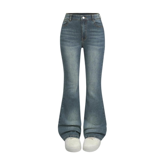 MEZZALL Stretch Flare Jeans For Girls Comfortable Denim Pants Fashionable Casual Wear Elastic Waist Soft Fabric Durable Stitching Cozy Dailywear