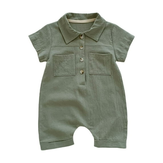 MEZZALL Summer Boys Girls Newborn Onesize Fitting Collared Front Opening Sleeveless Tunic Set With Front Opening Fasteners Relaxed Fit Toddler Wear