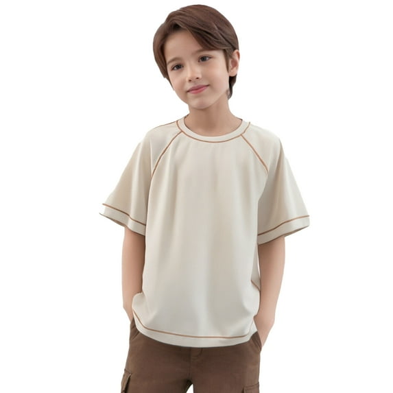 MEZZALL Summer Boys Medium Sized T-Shirts Breathable Mesh Solid Color Quick Drying Short Sleeved T Shirt Versatile Toddler Wear