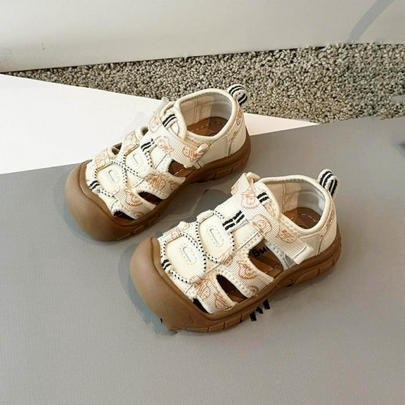 MEZZALL Summer Children Baggy Sandals Boys Closed Toe Hollow Comfort Adorable Casual Kids Everyday Shoes Solid Color Beach Sweet Retro Breathable Toddler Footwear