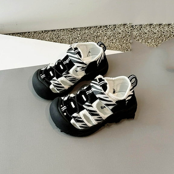 MEZZALL Summer Children Baggy Sandals Boys Closed Toe Hollow Stylish Adorable Casual Kids Everyday Shoes Solid Color Beach Sweet Retro Breathable Toddler Footwear