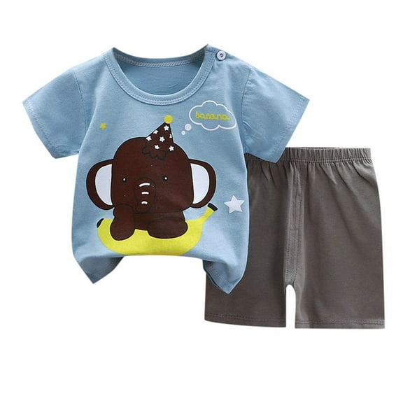MEZZALL Summer Children's Cartoon Short Sleeved Shorts Outfits Sets O-Neck 6-12 Months Breathable Kids Wear