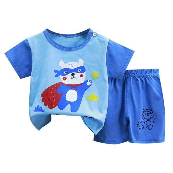 MEZZALL Summer Children's Cartoon Short Sleeved Shorts Outfits Sets O-Neck 6-7 Years Cute Baby Wear
