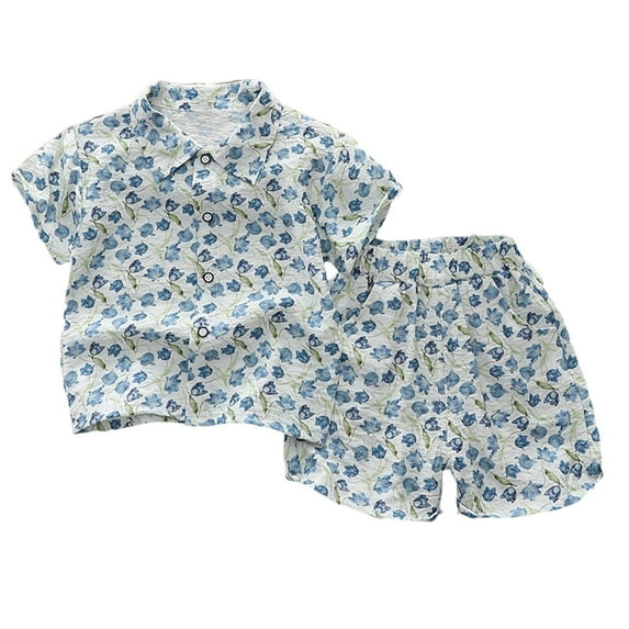 MEZZALL Summer Clothing Boys Trendy Beachwear Young Children Short Sleeved Shirt With Elastic Waist Solid Color Shorts Casual And Loose Two Piece Sets Toddler Daily Wear Breathable / 2-3 Years