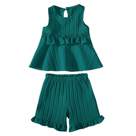 MEZZALL Summer Girls Outfits Toddler Casual Sleeveless Ruffled Shorts Set For 9 Months 6 Years Old Comfortable Playwear Everyday Wear Soft Baby Wear