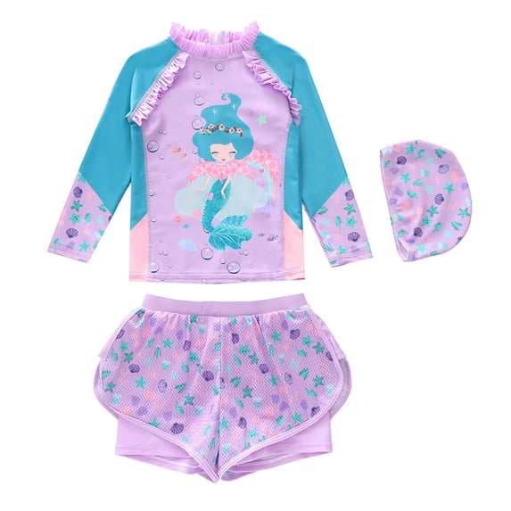 MEZZALL Summer Girls Swimsuit Cute Swimwear For Toddler And Big Kid Sun Beach Pool Outfit Tropical With Cartoon / Flower Print Beachwear