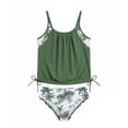 thumbnail image 1 of MEZZALL Summer Girls Tankini Swimsuit Double Layer Bathing Floral Tropical Print Swimwear Two Piece Girls Swimsuits Hawaii Beachwear, 1 of 6