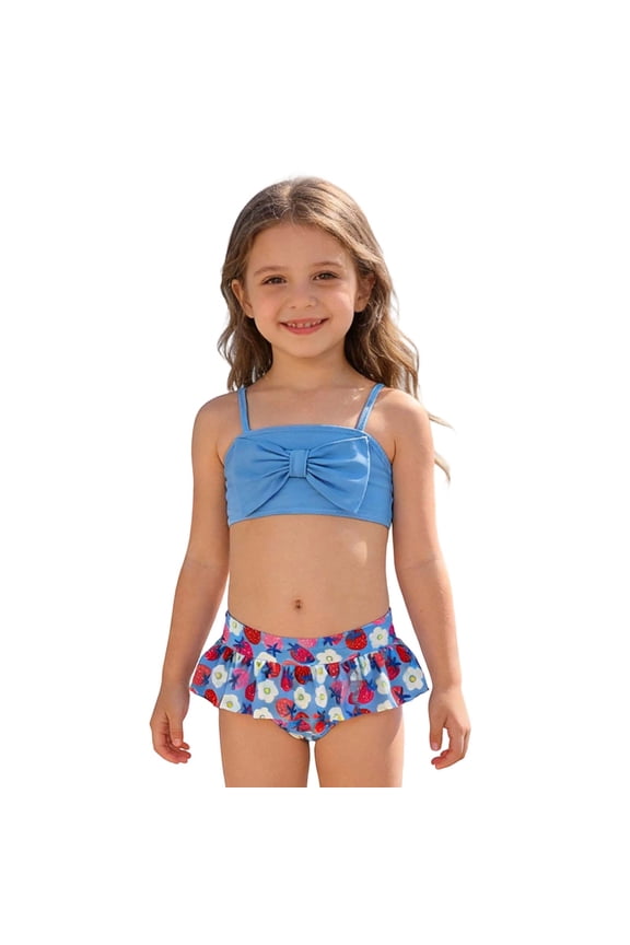 Summer Girls Two Piece Swimsuits Swim Tops With Shorts Bikini With Bow Tie Strap Tankini And Ruffle Skirt For Beach Pool Resort Beachwear