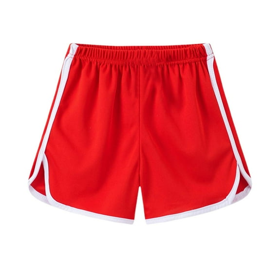 MEZZALL Summer Kids Casual Shorts For Girls Boys Elastic Waist Beach Pants Kids Swimwear Toddler To Big Kids Sizes Classic Beachwear, Red, 6-7 Years