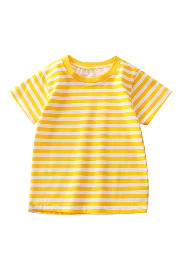 Summer Kids Children Short Sleeved Striped T-Shirt Boys Girls Tops Baby Base Shirt Tee Holiday Toddler Blouses Clothing
