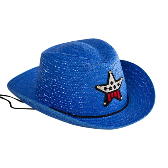 MEZZALL Summer Sun Straw 6 Colours Beach Girls Boys Kids Child Western Cowboy Hat 2 To 6Y Classic Toddler Dailywear, Blue, A