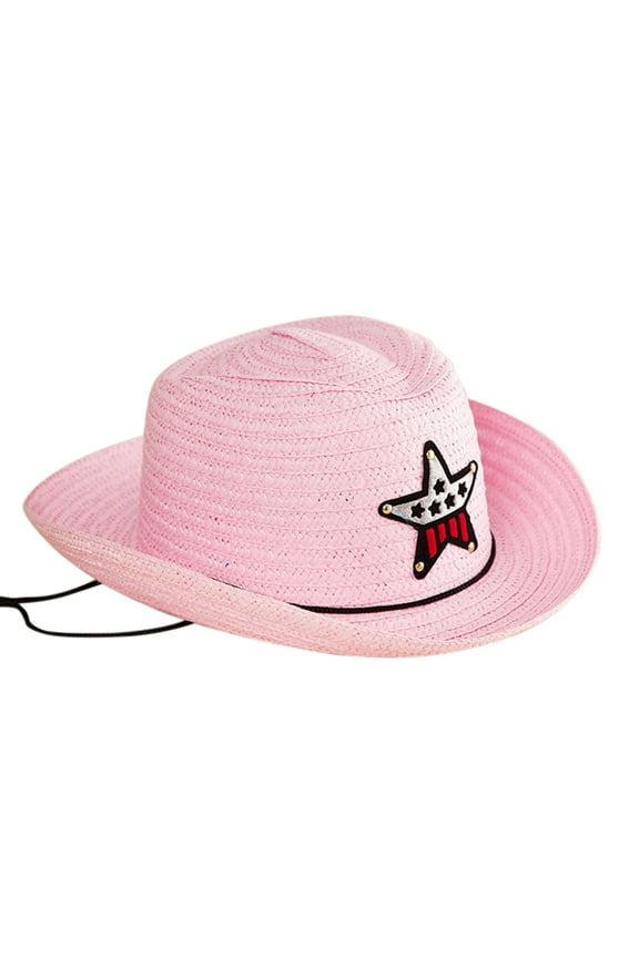 Summer Sun Straw 6 Colours Beach Girls Boys Kids Child Western Cowboy Hat 2 To 6Y Lovely Toddler Dailywear, Pink, A