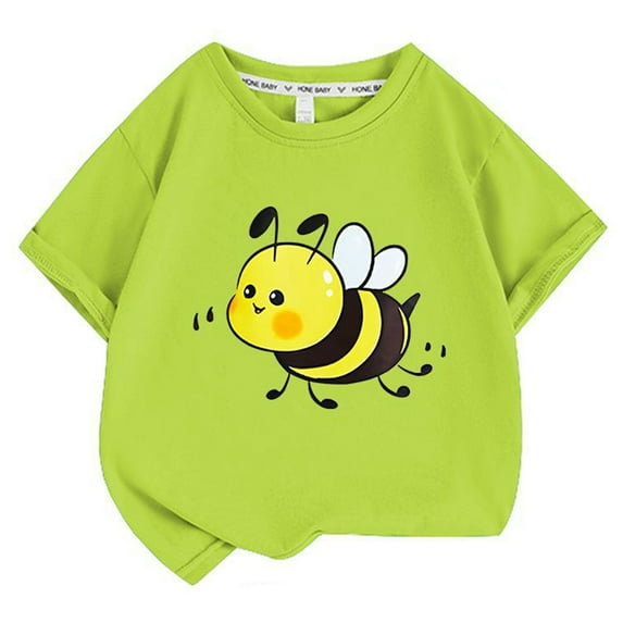 MEZZALL Summer T-Shirt O-Neck Bee Print Children Short Sleeved T Shirt Birthday Toddler Blouses Tops