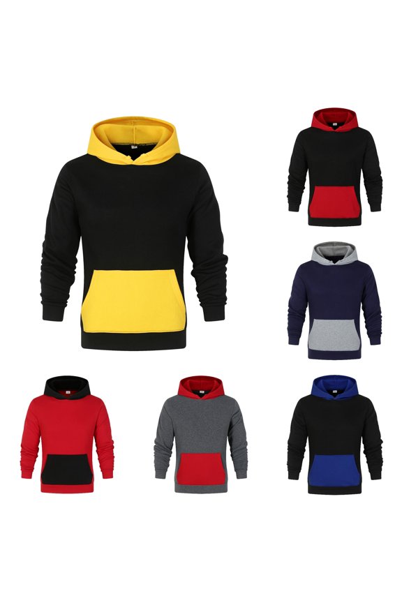 Sweatshirts For Men Patchwork Long Sleeve Hoodies Man Spring Autumn Winter Outdoor Casual Daily Fashion Trend Pullover Holiday Travel Tops