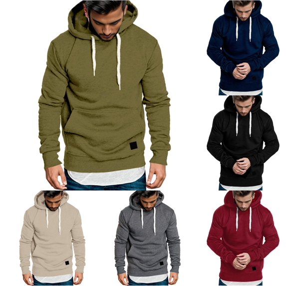MEZZALL Sweatshirts For Men Solid Color Long Sleeve Hoodies Casual Splicing Large Size Pullover Daily Outdoor Cozy Travel Tops