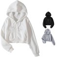 thumbnail image 1 of MEZZALL Sweatshirts For Women Solid Color Long Sleeve Hoodies Fashion Drawstring Crop Tops Pullover Daily Outdoor Vacation Travel, 1 of 4